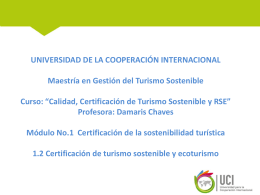 1.2 Certificación de turismo sostenible y ecoturismo