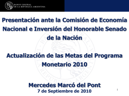 Programa Monetario 2010 - Honorable Senado de la Nación