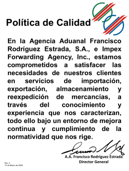 Política de Calidad En la Agencia Aduanal Francisco Rodríguez
