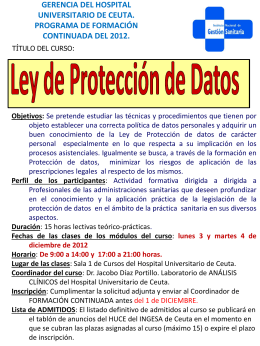 información e inscripción para el curso `Ley de Protección de Datos`