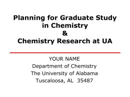 Planning for graduate studies - Department of Chemistry, University