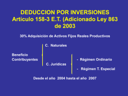 DEDUCCION POR INVERSIONES Artículo 158