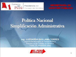 Las Políticas Nacionales en materia de Simplificación
