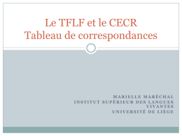 Le TFLF et le CECR Tableau de correspondances