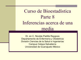 Biostatistics course. Part 8. Inferences of a mean in Spanish