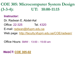 COE 308: Computer Architecture (T032) Dr. Marwan Abu