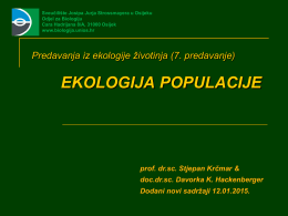 EKOLOGIJA POPULACIJE - Odjel za biologiju