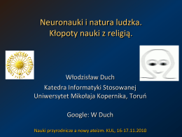 Neuronauki i Natura Ludzka - Uniwersytet Mikołaja Kopernika