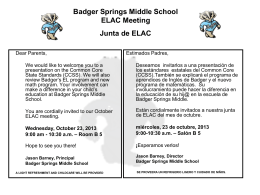 ELAC Meeting Junta de ELAC - Badger Springs Middle School