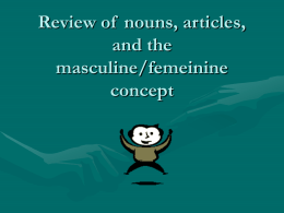Review of nouns, aritcles, and the masculine/femeinine concept