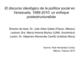 El discurso ideológico de la política social en Venezuela, 1989.2010