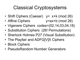 Classical Cryptosystems