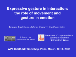 Expressive gesture in interaction - AAAC emotion