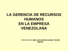 la gerencia de recursos humanos en la empresa venezolana