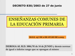 real decreto 830/2003: enseñanzas comunes
