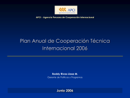 Plan Anual de Cooperación Técnica Internacional
