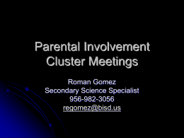 Parental Involvement Cluster Meetings