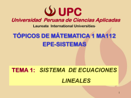 Sistema de ecuaciones lineales - Universidad Peruana de Ciencias