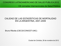 Calidad de las estadísticas de mortalidad en Argentina - 2001-2009