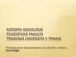Sociológia - Filozofická fakulta TU