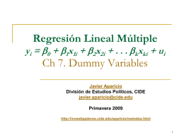 Regresión Lineal Múltiple yi = b0 + b1x1i + b2x2i + . . . bkxki + ui Ch