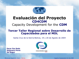 Evaluacion del proyecto CD4CDM en Bolivia