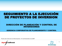 gestión de inversiones - Empresa de Acueducto de Bogotá