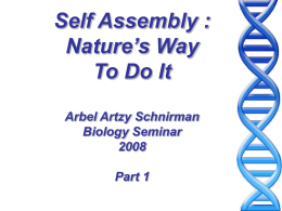 Self Assembly: Nature way to do it