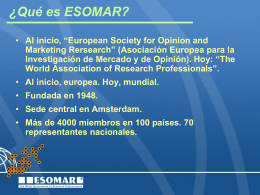 ESOMAR European Society for Opinion and Marketing