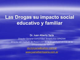 Las Drogas su impacto social educativo y familiar Mendoza 2009