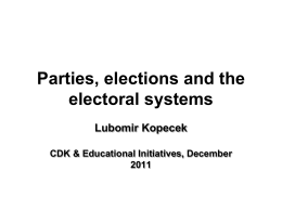 Political Parties, Elections and Electoral Systems