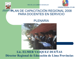 plan de capacitación regional 2008 para docentes en servicio