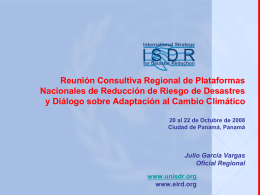 UNISDR: Reunión Consultiva Regional de