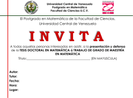 el postgrado en matematica - Universidad Central de Venezuela