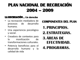 PLAN NACIONAL DE RECREACIÓN 2004 – 2009