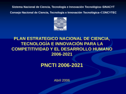 Sistema Nacional de Ciencia, Tecnología e Innovación