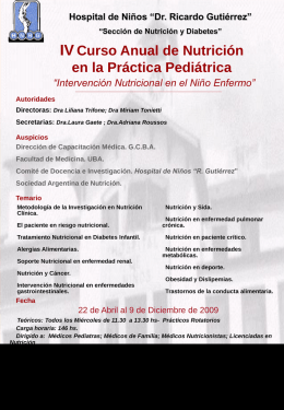 Sección Nutrición y Diabetes. Hospital de Niños Ricardo Gutiérrez