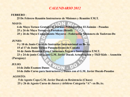 calendario 2012 febrero - Federacion Misionera de Taekwon-Do