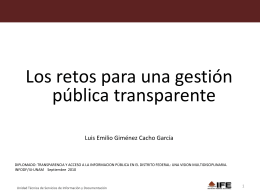 GIMENEZ CACHO. Los retos para una gestión pública transparente.