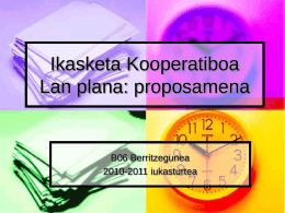 Ikasketa Kooperatiboa Lan plana: proposamena