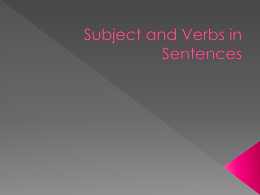 Subject and Verbs in Setences