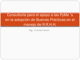Lorena Cavero - Asesoria en Adopción de Buenas Prácticas en el