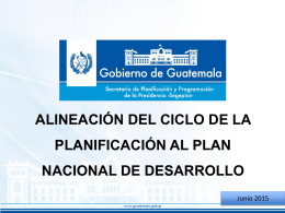 Alineación del cliclo de la Planificación al Plan Nacional
