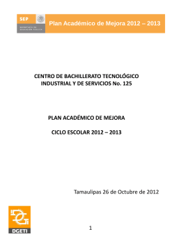 Plan Académico de Mejora 2012 – 2013