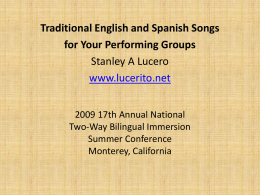 Traditional English and Spanish Songs for Your