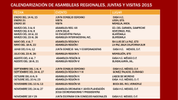 Calendarización de asambleas regionales, juntas Y VISITAS 2015