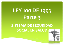 LEY 100 DE 1993 Parte 2 - Programa Promoción de la Salud