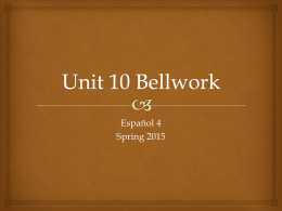 Unit 10 Bellwork