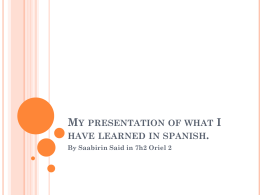 My presentation of what I have learned.