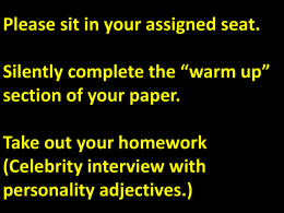 Celebrity interview with personality adjectives.